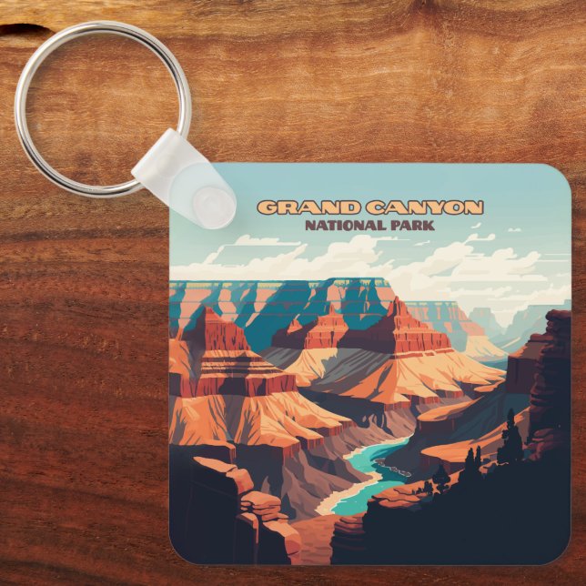 Grand Canyon National Park Arizona Retro Keychain (Front)