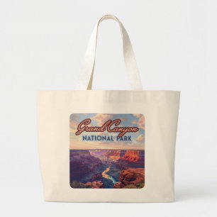 Grand Canyon National Park Arizona Retro Large Tote Bag