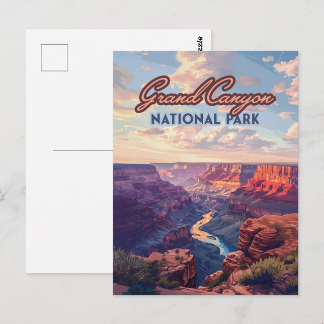 Grand Canyon National Park Arizona Retro Postcard (Front/Back)