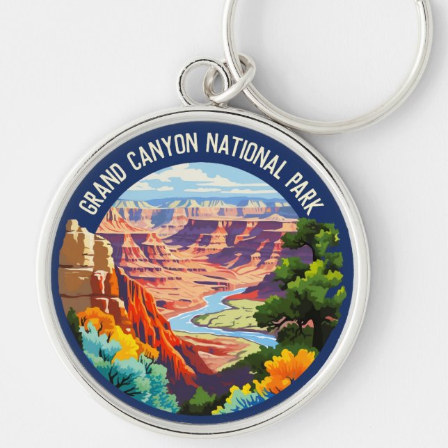 Grand Canyon National Park Arizona Vintage Art Keychain (Front)