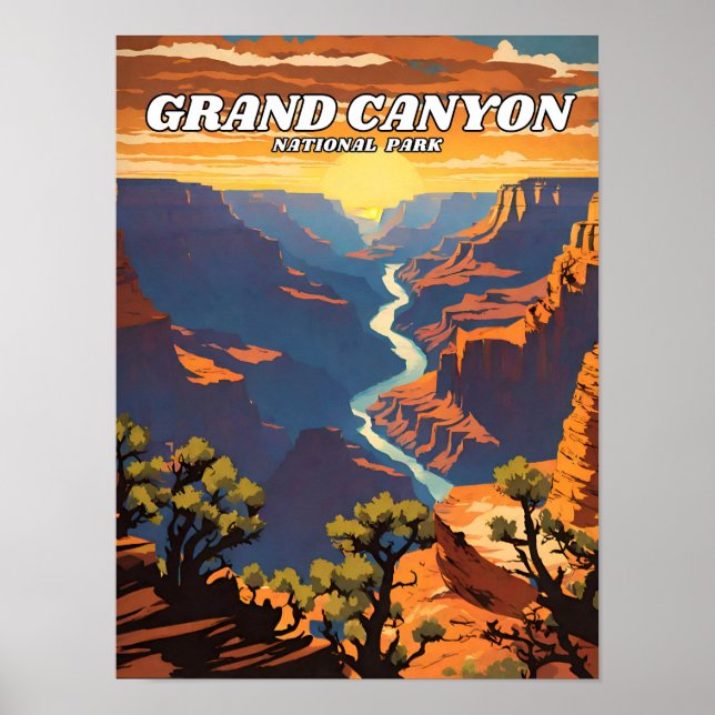 Grand Canyon National Park illustration retro Poster (Front)