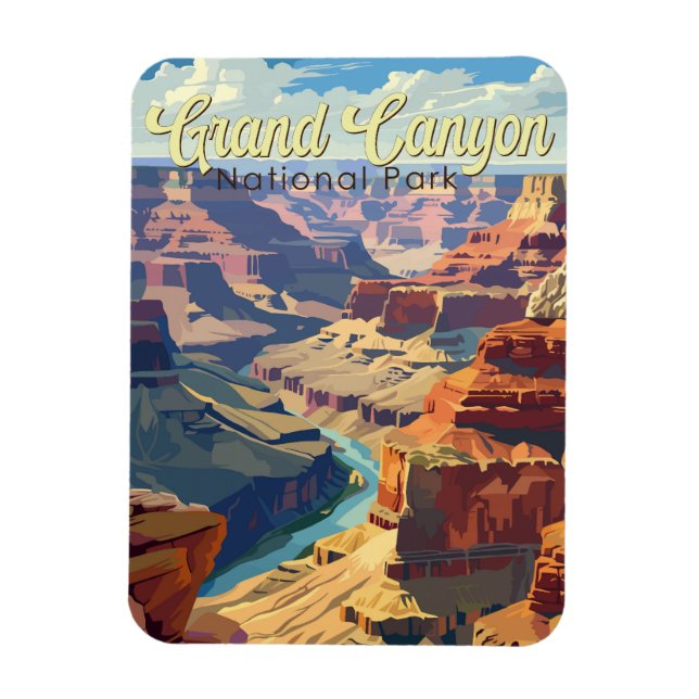 Grand Canyon National Park Illustration Travel Art Magnet (Vertical)