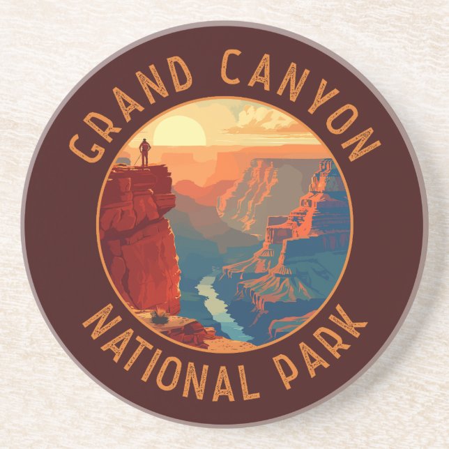 Grand Canyon National Park Retro Distressed Circle Coaster (Front)
