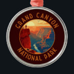 Grand Canyon National Park Retro Distressed Circle Metal Ornament<br><div class="desc">Grand Canyon vector artwork design. The park is home to much of the immense Grand Canyon,  with its layered bands of red rock revealing millions of years of geological history.</div>