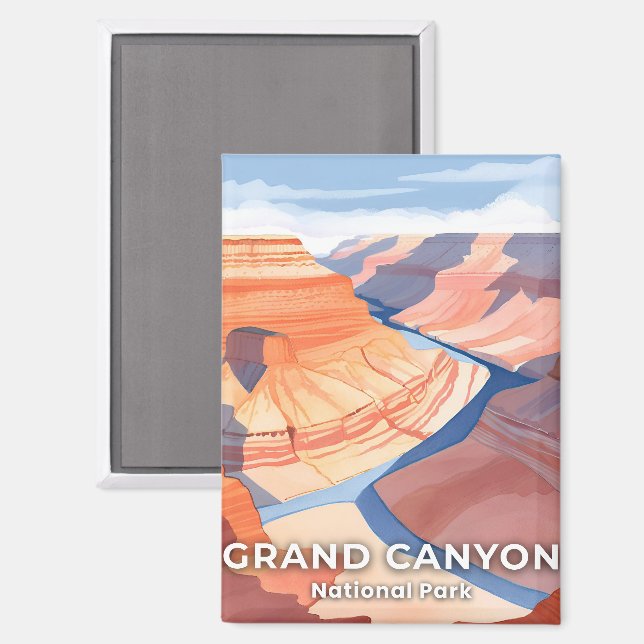 Grand Canyon National Park Watercolor Travel Magnet (Front/Back)