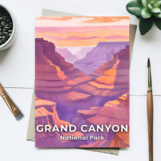 Grand Canyon National Park Watercolor Travel Postcard