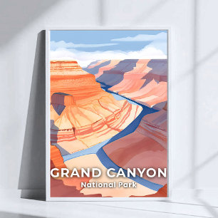 Grand Canyon National Park Watercolor Travel Poster