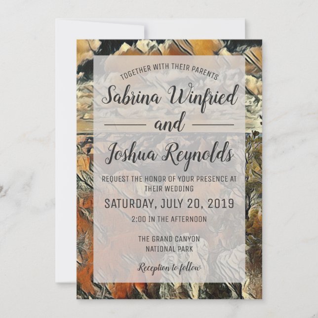 Grand Canyon National Park Watercolor Wedding Invitation (Front)