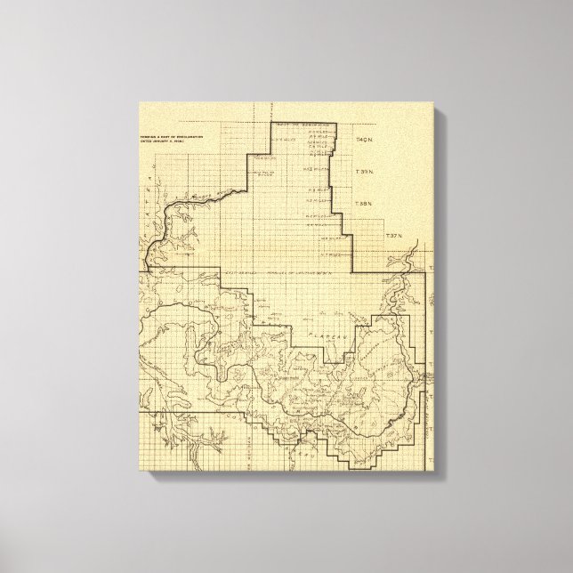 Grand Canyon National ParkPanoramic Map Canvas Print (Front)