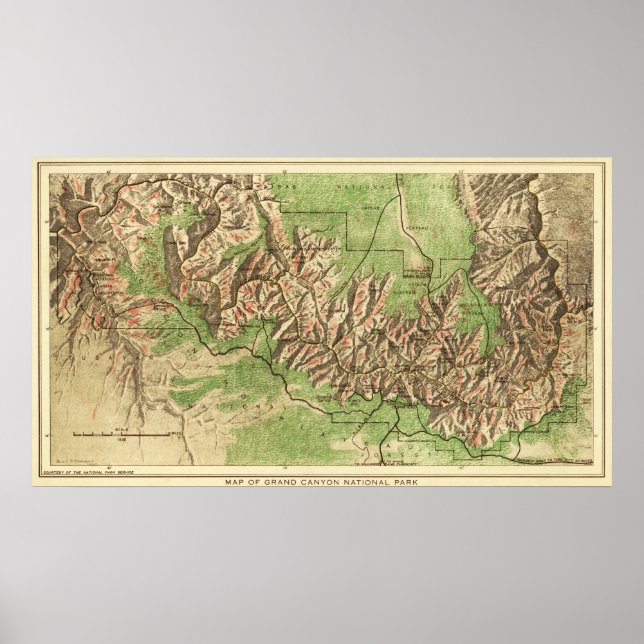 Grand Canyon National ParkPanoramic Map Poster (Front)