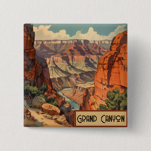 Grand Canyon Retro Travel Design 2 Inch Square Button