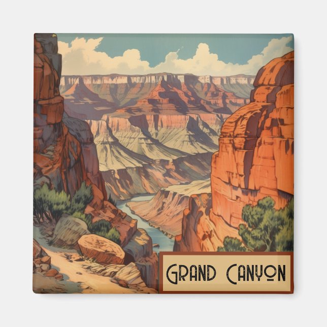 Grand Canyon Retro Travel Design Magnet (Front)