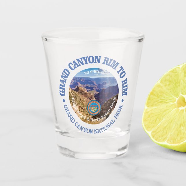 Grand Canyon Rim to Rim (rd) Shot Glass (Front)
