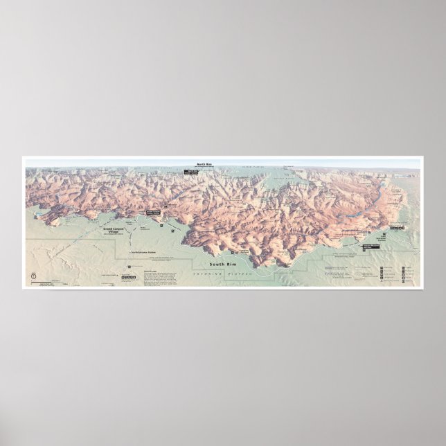 Grand Canyon South Rim map poster (Front)