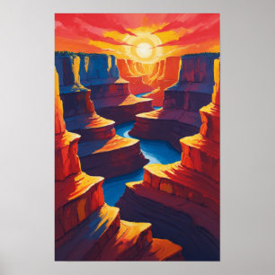 Grand Canyon Sunset with Red Rock Formations Art Poster