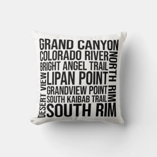 Grand Canyon Typography - Arizona Word Art Throw Pillow