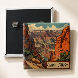 Grand Canyon Vintage Southwest Landscape 2 Inch Square Button