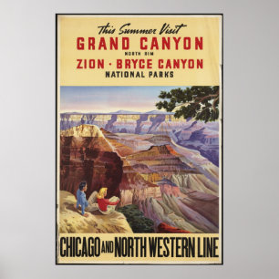 Grand Canyon Vintage Travel Poster Ad Retro Prints