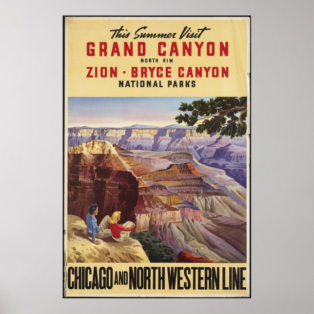 Grand Canyon Vintage Travel Poster Ad Retro Prints (Front)