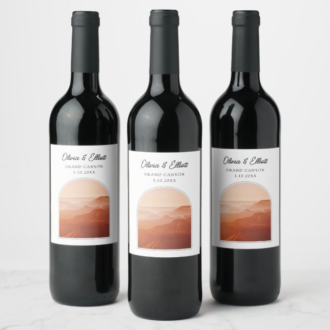 Grand Canyon Wedding Favour Personalized Wine Label (Bottles)
