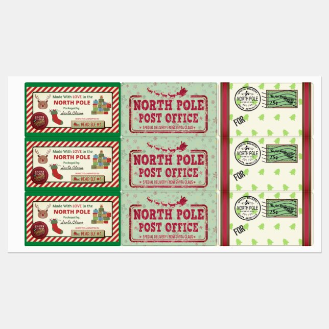 Grand Carré de Noël Adhésif / Étiquette étanche (Feuille)