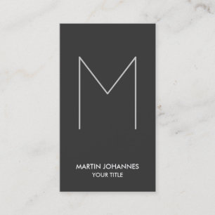 Grand Carte de visite gris vertical Monogramme