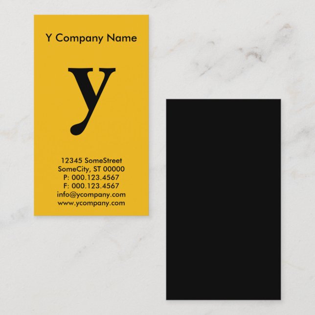 grand carte de visite monogramme jaune (Devant / Derrière)
