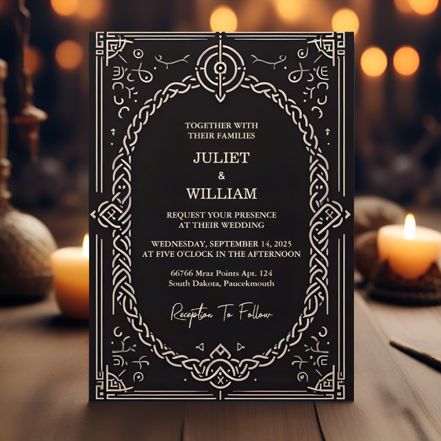 Grand Celtic Nordic Medieval Scroll Viking Wedding Invitation (Creator Uploaded)