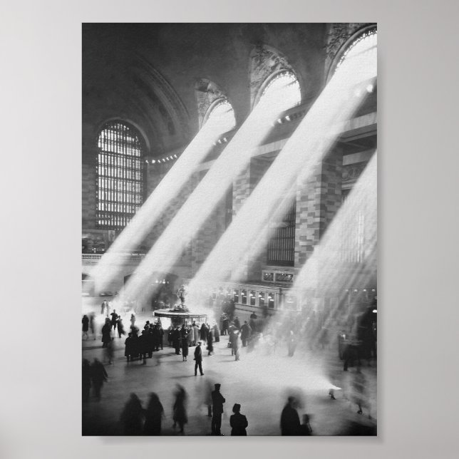 Grand Central Station, Black and White Vintage Poster (Front)