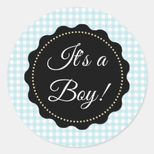 Grand C'est un garçon ! Stickers baby shower bleu