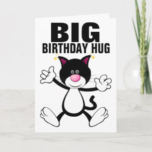 GRAND CHAT HUG HEUREUX ANNIVERSAIRE CARTES DE SALU