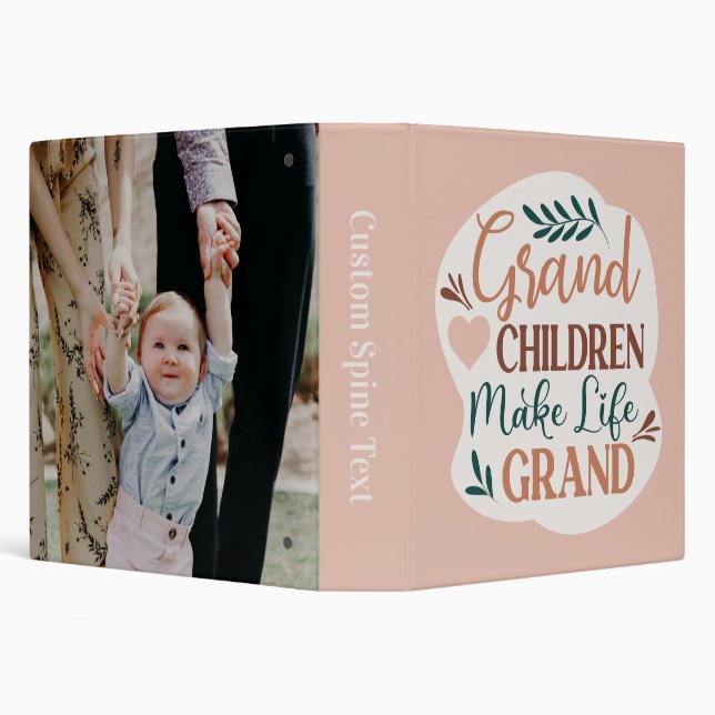 Grand Children Make Life Grand Cute Photo Album Binder (Background)