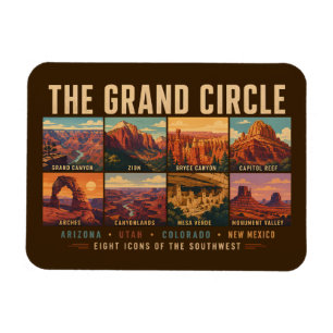 Grand Circle National Parks Landmarks Illustration Magnet