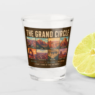 Grand Circle National Parks Landmarks Illustration Shot Glass