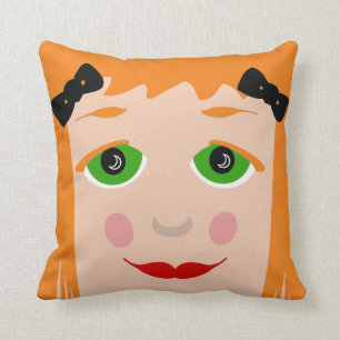Grand coussin de fille de bande dessinée de yeux