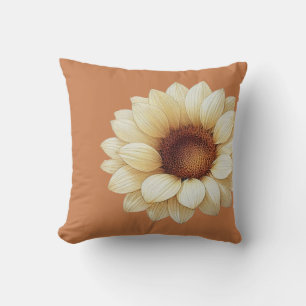 Grand Coussin de Jet en Terracotta à Motif Tournes