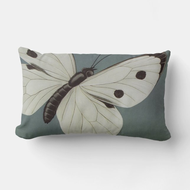 Grand coussin lombaire bleu de papillon de (Recto)