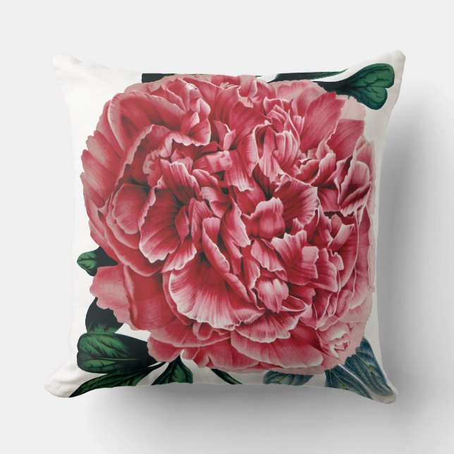 Grand coussin rose de fleur de pivoine (Recto)