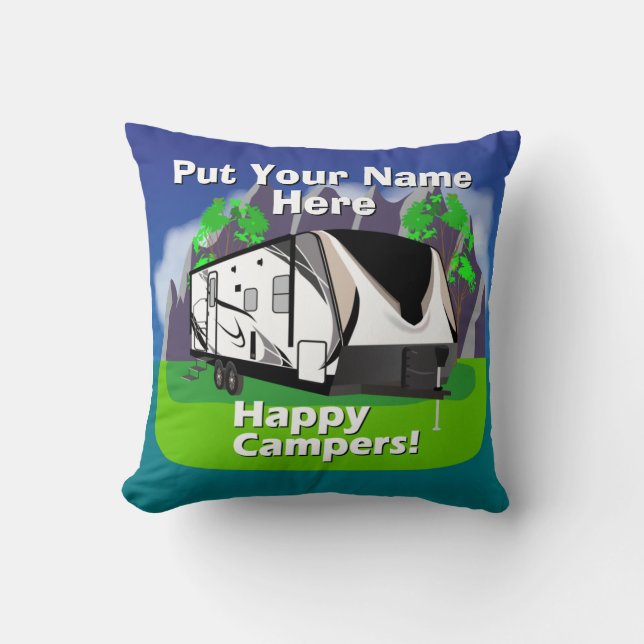 Grand Design Imagine 2150RB Happy Camper Design Throw Pillow (Front)