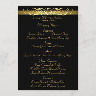Grand Duchess Black Scroll Wedding Menu