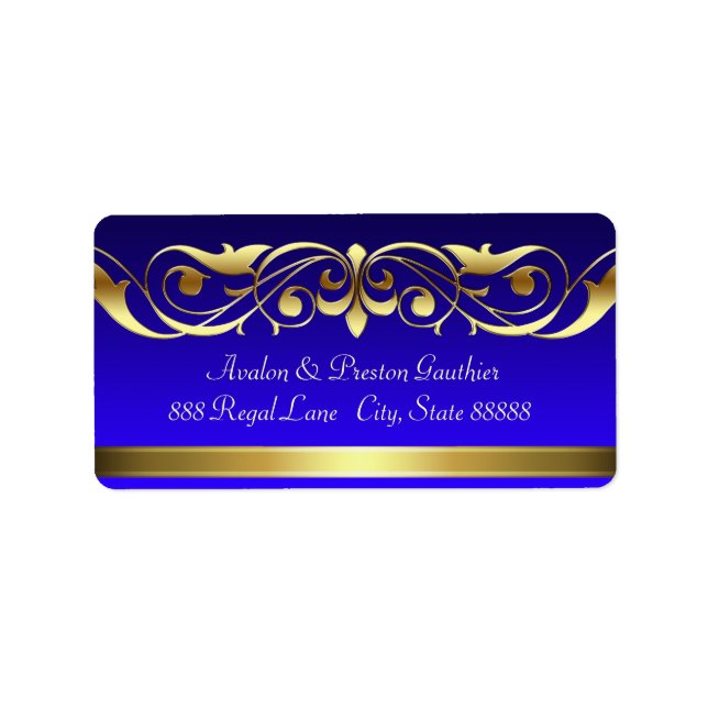 Grand Duchess Blue Gold Scroll Étiquettes de adres (Devant)