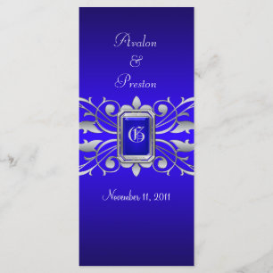 Grand Duchess Blue Scroll Teal Wedding Program