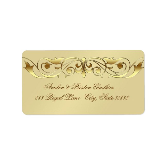 Grand Duchess Faux Gold Scroll Address Labels (Front)