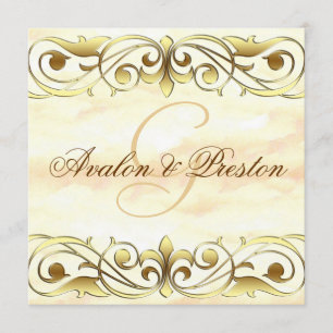 Grand Duchess Gold Metal Marble Invitation