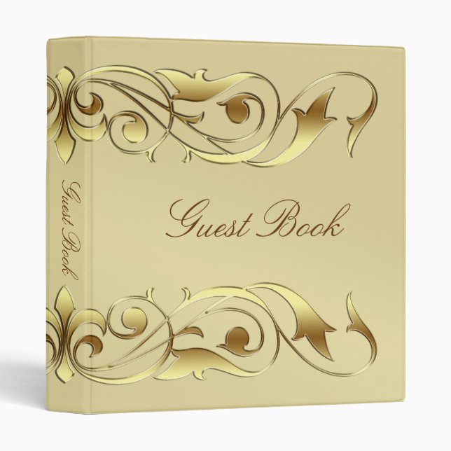 Grand Duchess Gold Metal Scroll Guest Book Binder (Front/Spine)