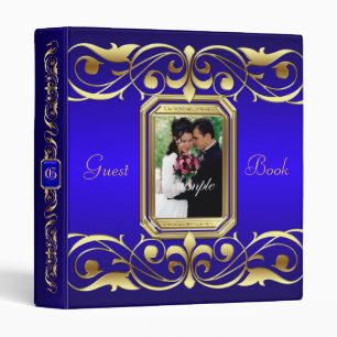 Grand Duchess Gold Scroll Blue Guest Book Binder