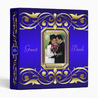 Grand Duchess Gold Scroll Blue Guest Book Binder