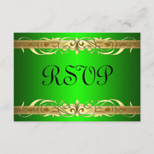 Grand Duchess Gold Scroll Green RSVP Card