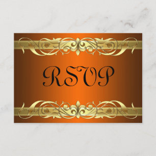 Grand Duchess Gold Scroll Orange RSVP Card