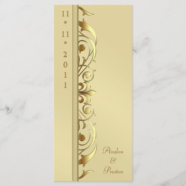 Grand Duchess Gold Scroll Wedding Programme (Devant)